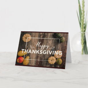 Carte Citrouilles de Thanksgiving joyeux sur du bois rus