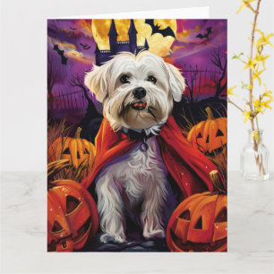 Carte Citrouilles de vampire d'Halloween Coton De Tulear