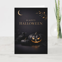 Carte Citrouilles en or noir Halloween