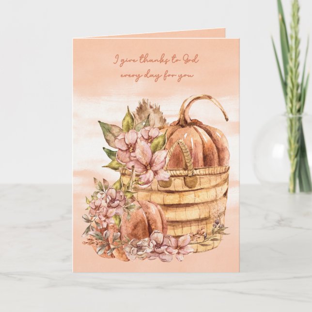 Carte Citrouilles et fleurs de remerciement religieux (Devant)