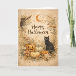 Carte Citrouilles Florales Vintage Boho Halloween
