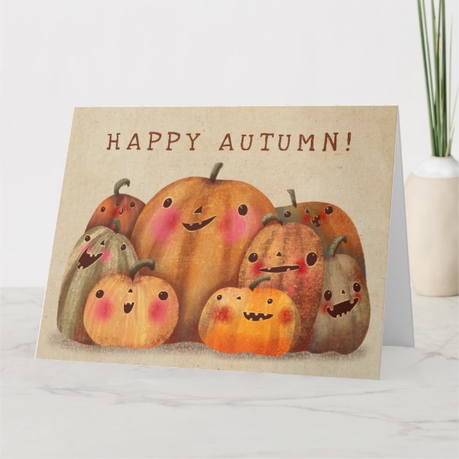 Carte Citrouilles heureux - Joli Halloween (Devant)