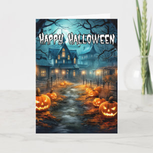 Carte Citrouilles sinistres Maison hantée Joyeux Hallowe