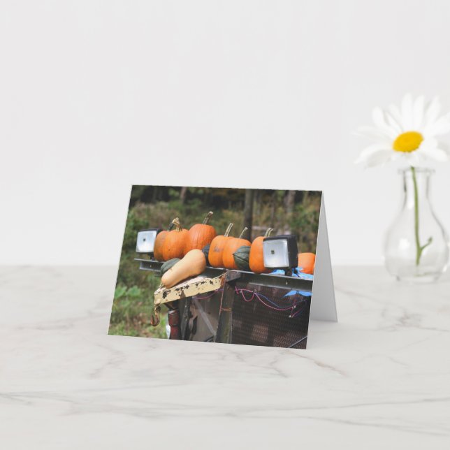 Carte Citrouilles sur camion Automne Nota vierge (Petite plante)