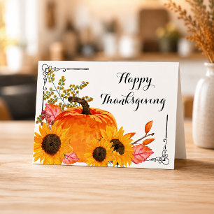 Carte Citrouilles Tournesol de Thanksgiving Rustique