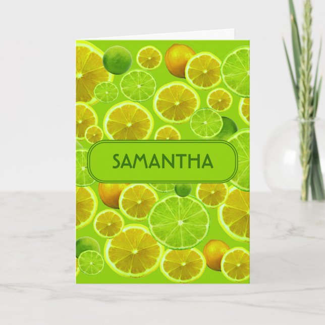 Carte Citrus Fruit, Lemon & Lime Pattern (Devant)