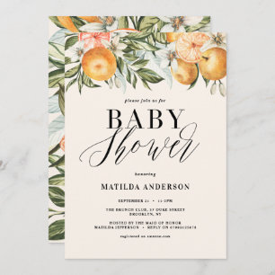 Carte Citrus, orange + fleur baby shower