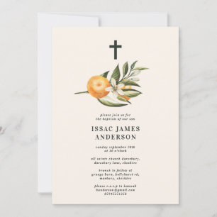 Carte Citrus, orange + fleurs baptême baptême baptême ba