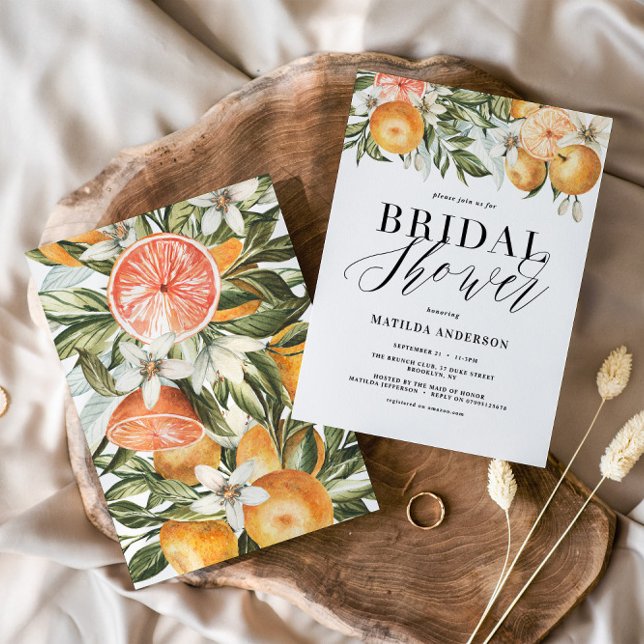 Carte Citrus, oranger + fleur fête de la douche nuptiale (Créateur téléchargé)