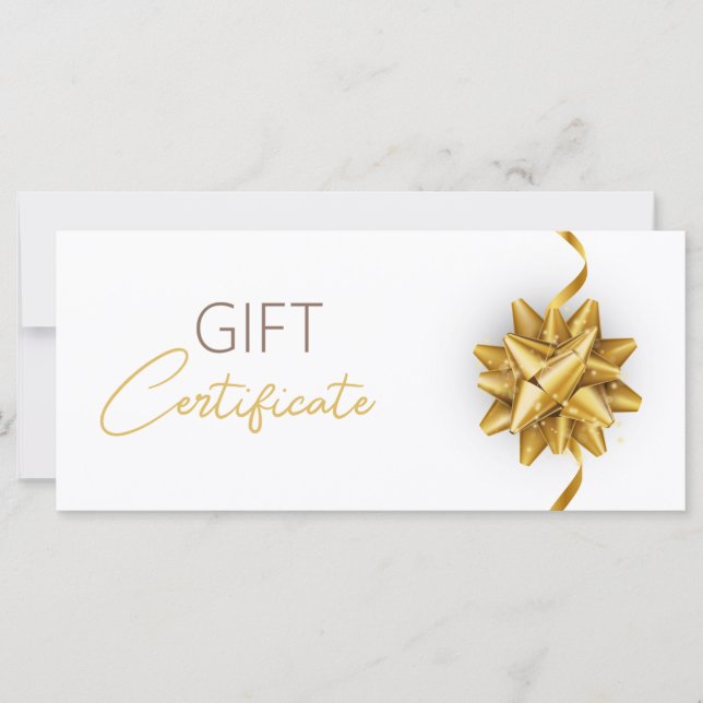 Carte Clair Lumineuse Bow ronde or Élégant cadeau blanc (Devant)