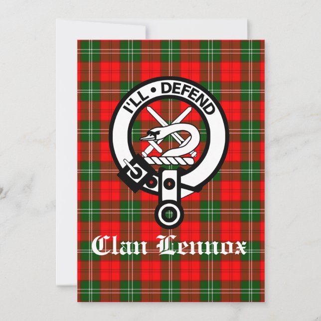 Carte Clan Lennox Crest Badge & Tartan Greeting (Devant)