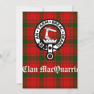 Carte Clan MacQuarrie Tartan et Crest Salutation