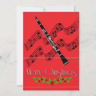 Carte Clarinet Christmas Holly