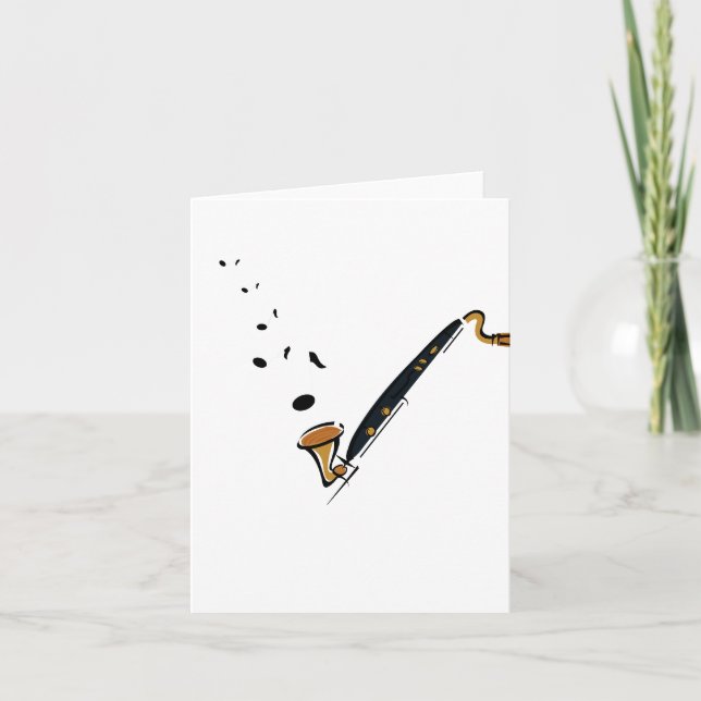Carte Clarinette basse avec des notes de musique (Devant)