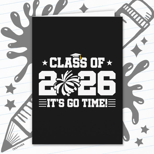 Carte Class of 2026 Cheer Graduation It’s Go Time Quote (Créateur téléchargé)