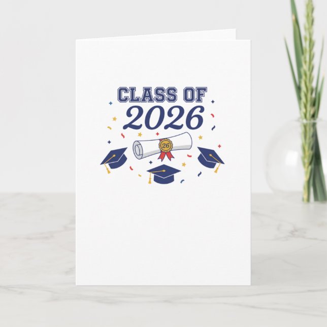 Carte Class of 2026 Grad Caps and Diploma Card Blank (Devant)