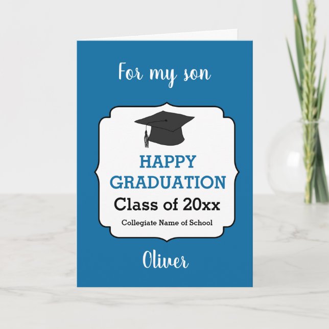 Carte Classe bleue de 2025 Graduate Félicitations Son (Devant)