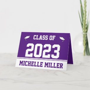 Carte Classe de 2023 Royal Purple and White Graduation