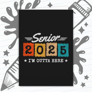 Carte Classe de 2025 Graduation Rétro Vintage Senior 202
