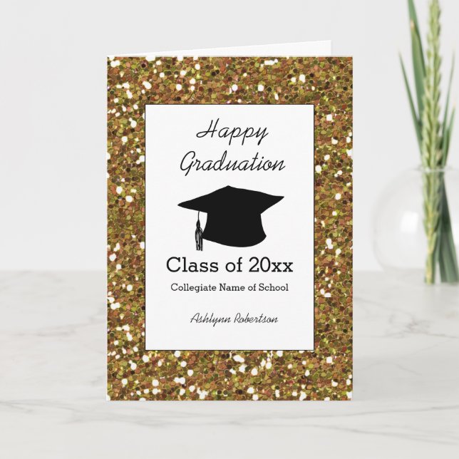 Carte Classe de Parties scintillant d'or de 2025 Graduat (Devant)