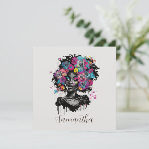 Carte Classe Florale Afro Femme