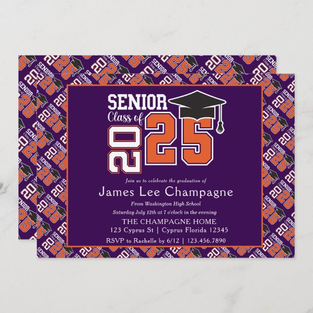 Carte Classe pourpre et orange de 2025 (Devant / Derrière)