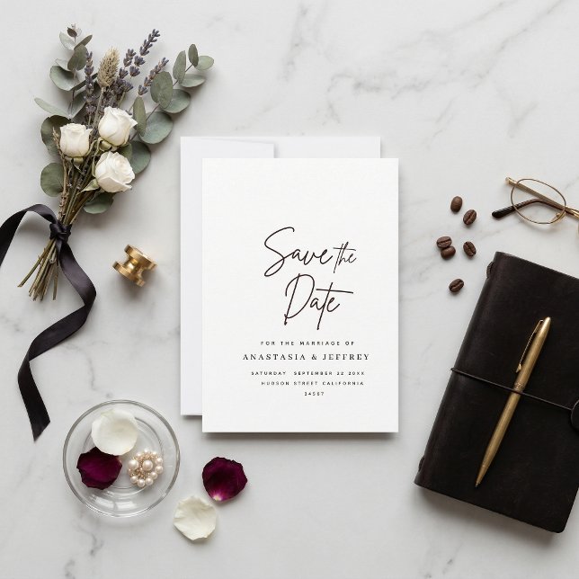 Carte classic black and white whimsical save the date (Créateur téléchargé)