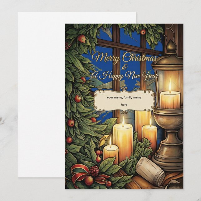 Carte Classic Candlelight Personalized Christmas Card   (Devant / Derrière)