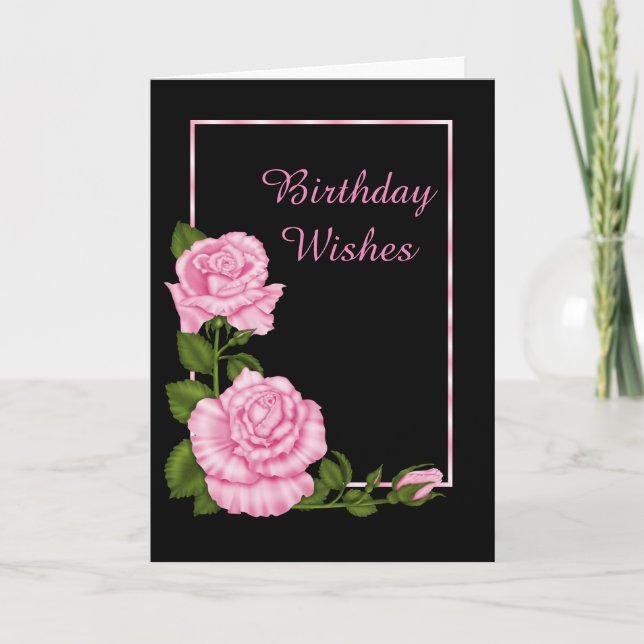 Carte Classic Coin rose Roses Bouquet Anniversaire (Devant)