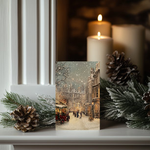 Carte Classic de Noël Vintage de Londres neigeux