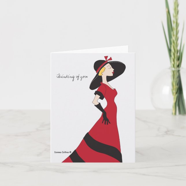 Carte Classic Lady Red Dress Note (Devant)