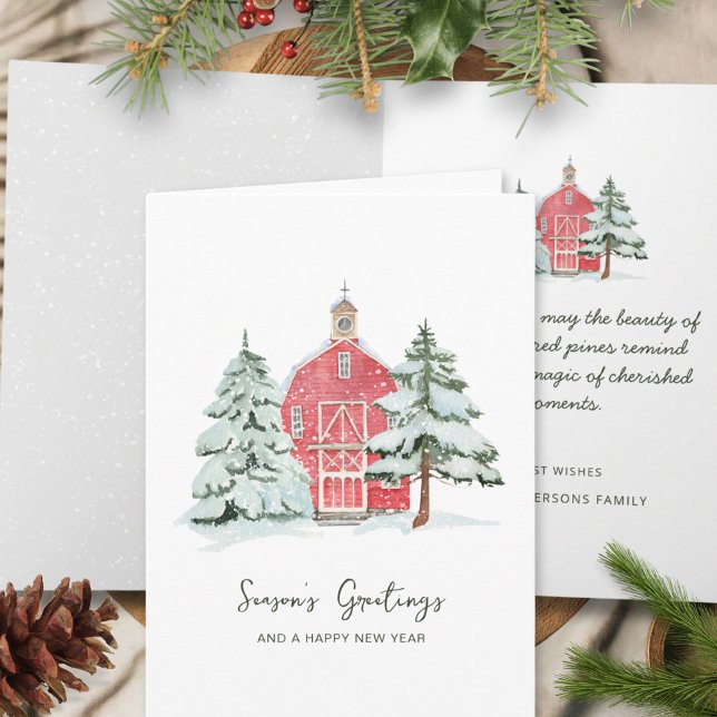 Carte Classic Nordic Red Grange Pine d'hiver sapin de No (Créateur téléchargé)
