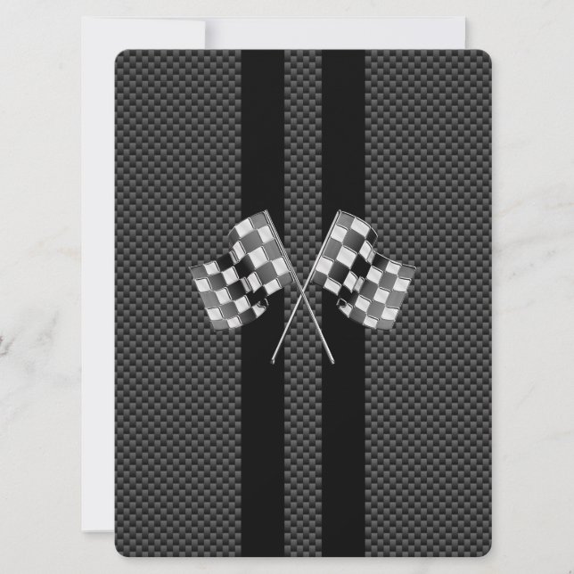 Carte Classic Racing Flags Stripes en fibre de carbone (Devant)