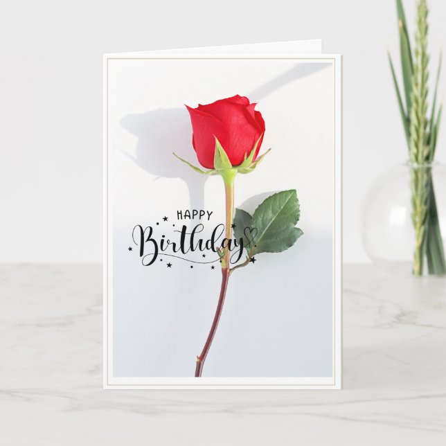 Carte Classic Red Rose Birthday folded Greeting Card (Devant)