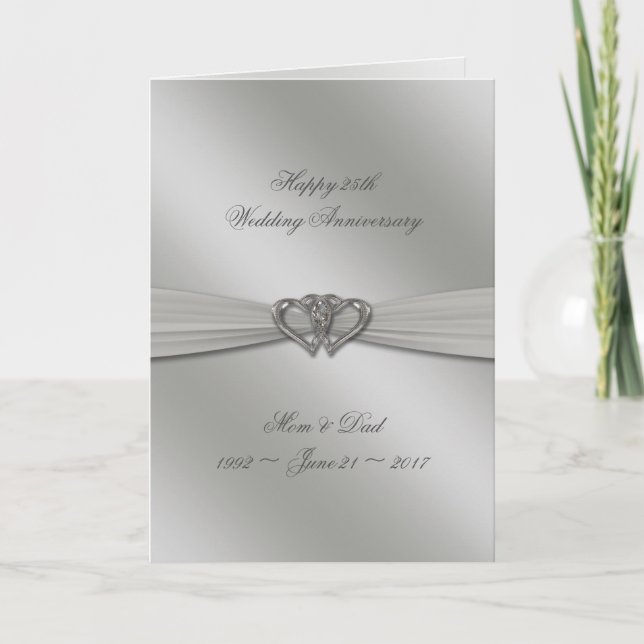 Carte Classic Silver 25e Mariage Anniversaire Card (Devant)