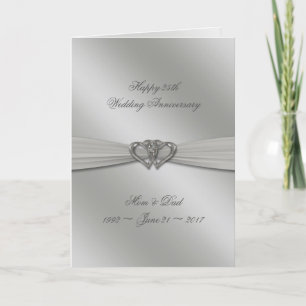 Carte Classic Silver 25e Mariage Anniversaire Card