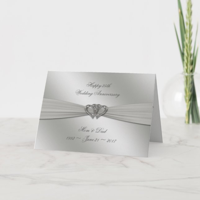 Carte classique argent pour les 25 ans de mariage (Devant)