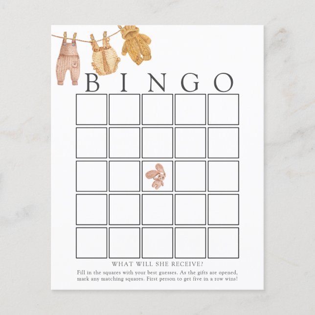 Carte classique de Bingo pour bébés (Devant)