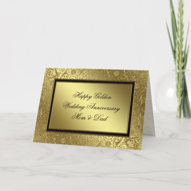 Carte Classique de Mariage d'Or (Devant)