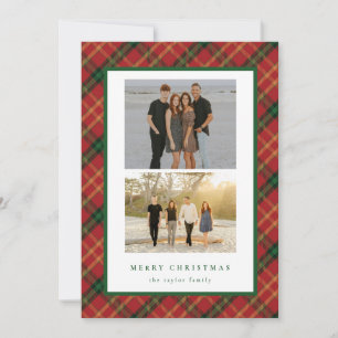 Carte classique de Noël Plaid 2 photos