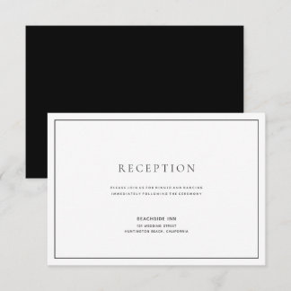 Carte classique de réception de mariage noir et bl