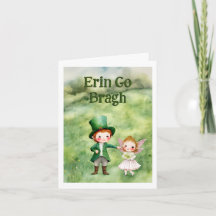 Carte classique de Saint-Patrick avec lutin et fée