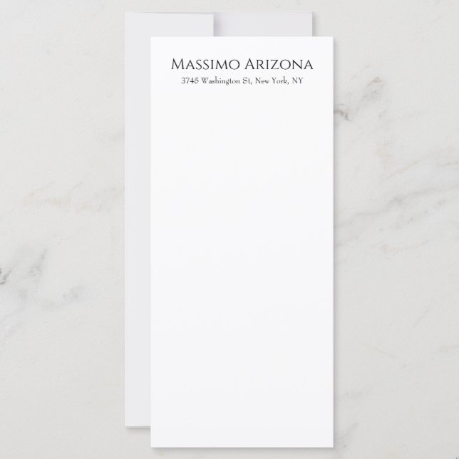 Carte Classique Élégant Simple Noir & Blanc Minimaliste (Devant)