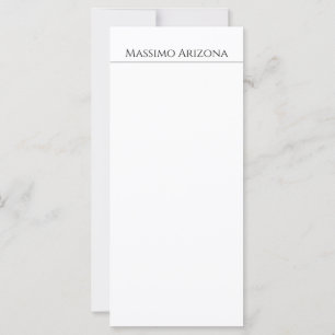 Carte Classique Élégant Simple Noir & Blanc Minimaliste