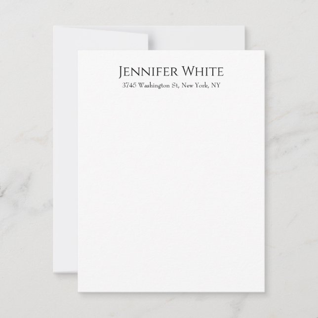 Carte Classique Élégant Simple Noir & Blanc Minimaliste (Devant)