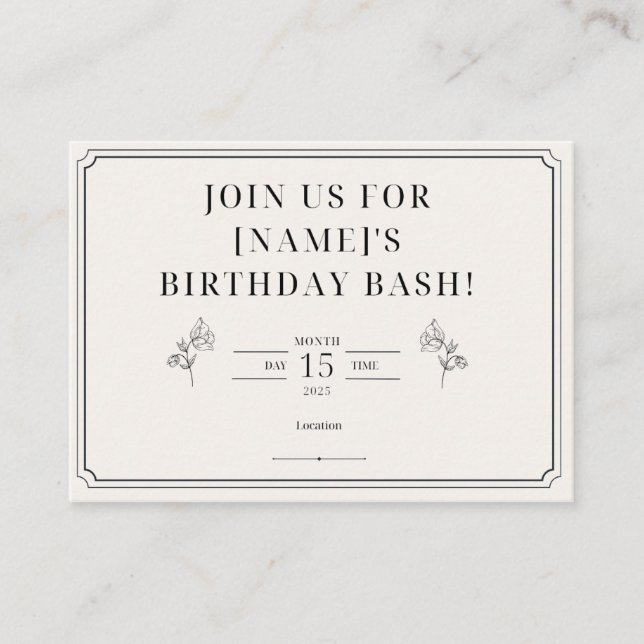 Carte classique encadrée d'invitation d'anniversai (Devant)