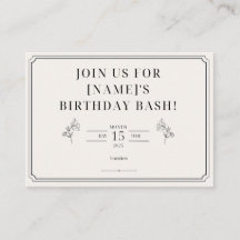 Carte classique encadrée d'invitation d'anniversai