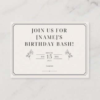 Carte classique encadrée d'invitation d'anniversai