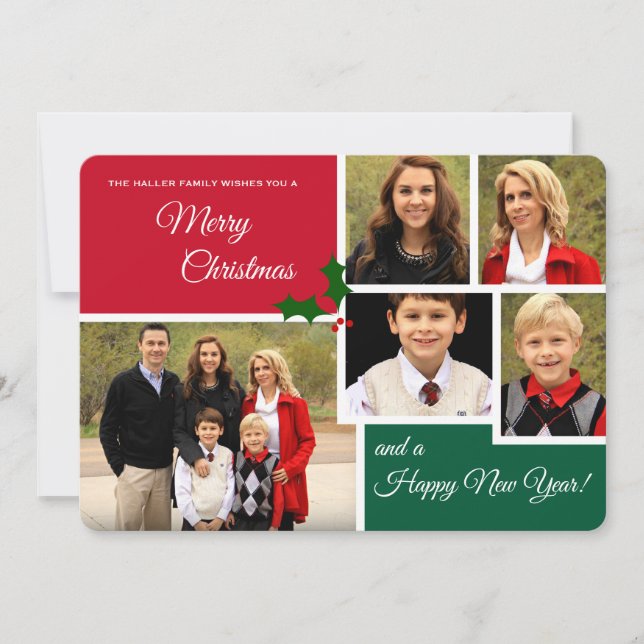 Carte classique Holly 5 Photo Holiday (Devant)