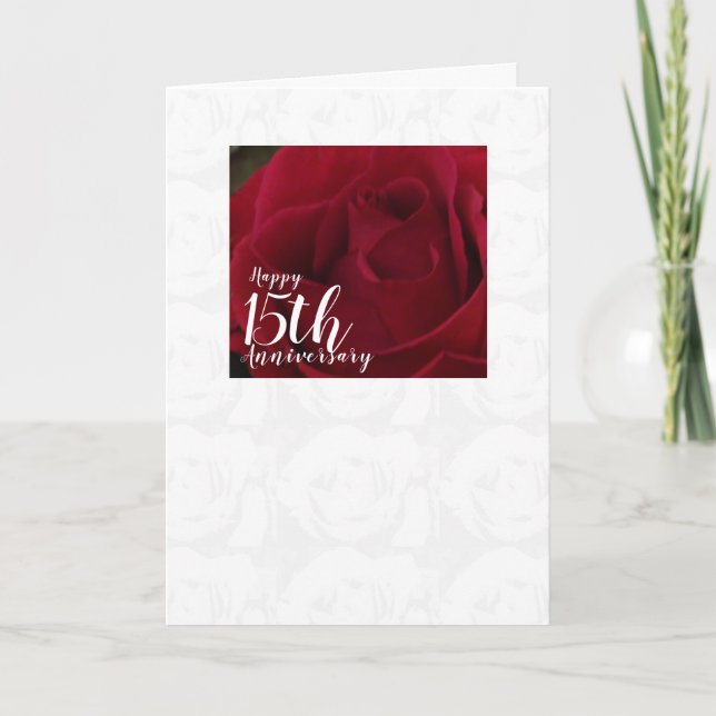 Carte classique Rose rouge 15e anniversaire Mariag (Devant)